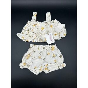 Jessica Simpson Baby Girls Lemon Print Ruffle Tank‎ Top and Bloomer Set 12M